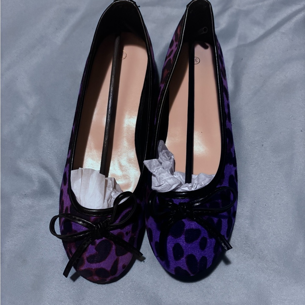 Purple Leopard Print Women's Flats